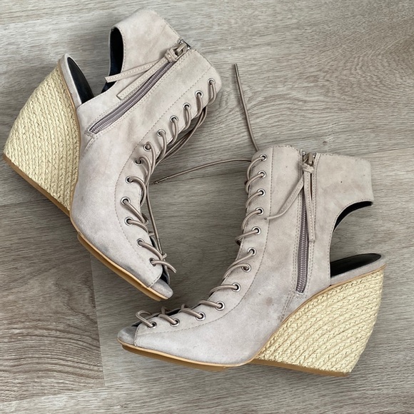 Rebecca Minkoff Elle Suede Lace Up Heeled Espadrilles - Picture 4 of 16